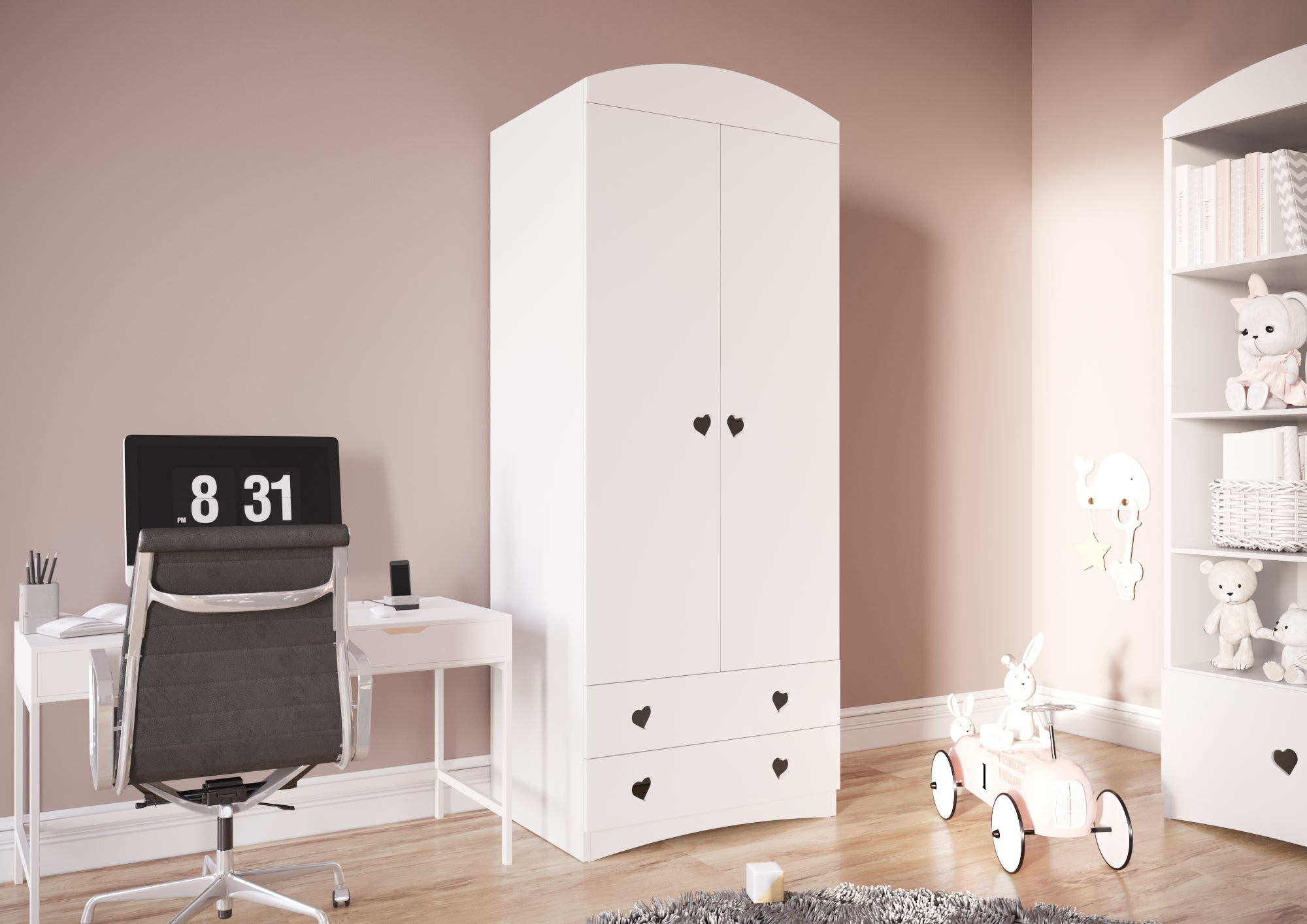 KO4JARM Armadio bambina"Julia" in legno 176x90x52