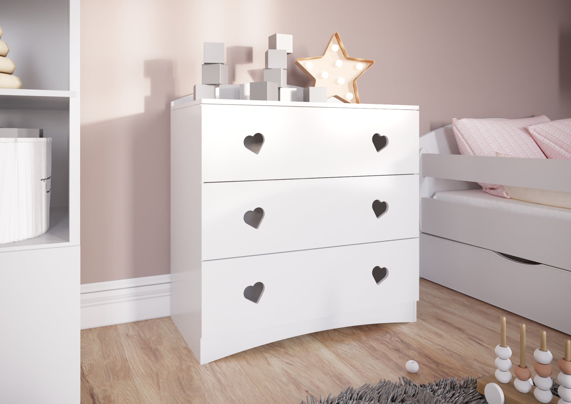 KO4JCASS Cassettiera bambina"Julia" in legno 81x81x42