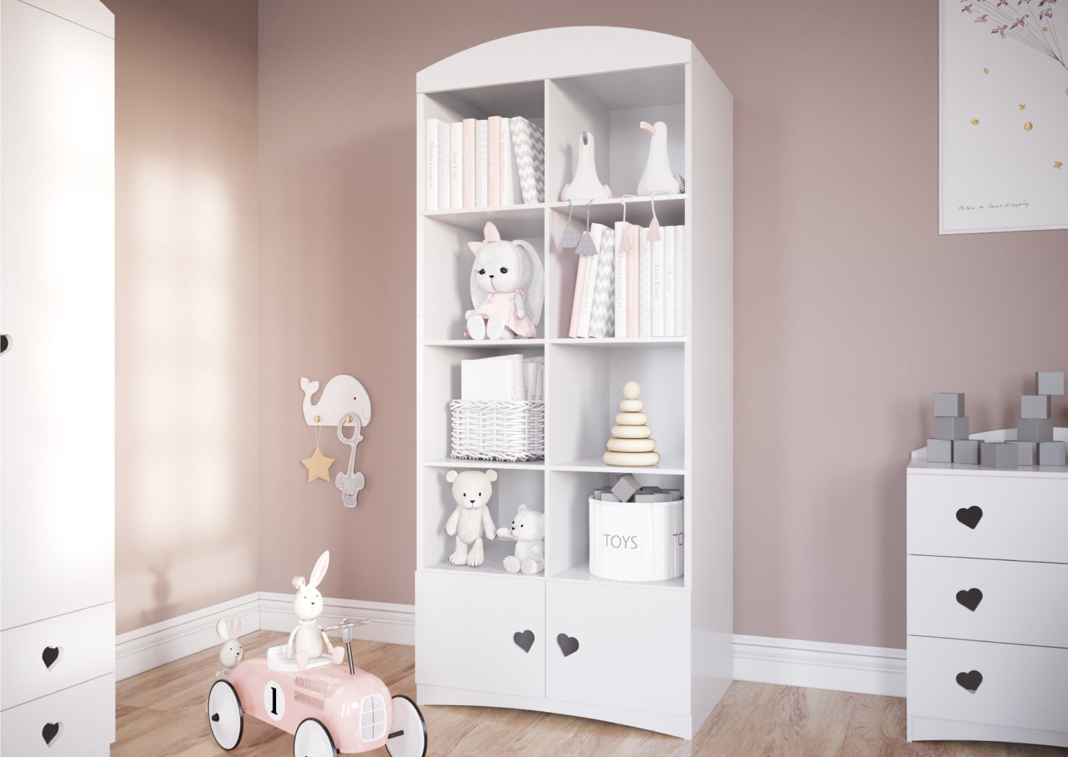 KO4JLIB Doppia libreria bambina in legno JULIA 181x90x36