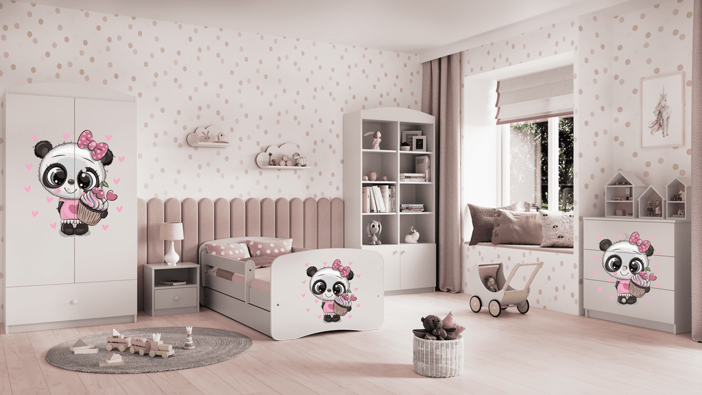 Cameretta Completa Bambini BabyDreams Panda in Legno 7 Pezzi con Materasso Omaggio | Letto 160x80 o 180x80cm | Top2Trade | KO500CAMPANDA