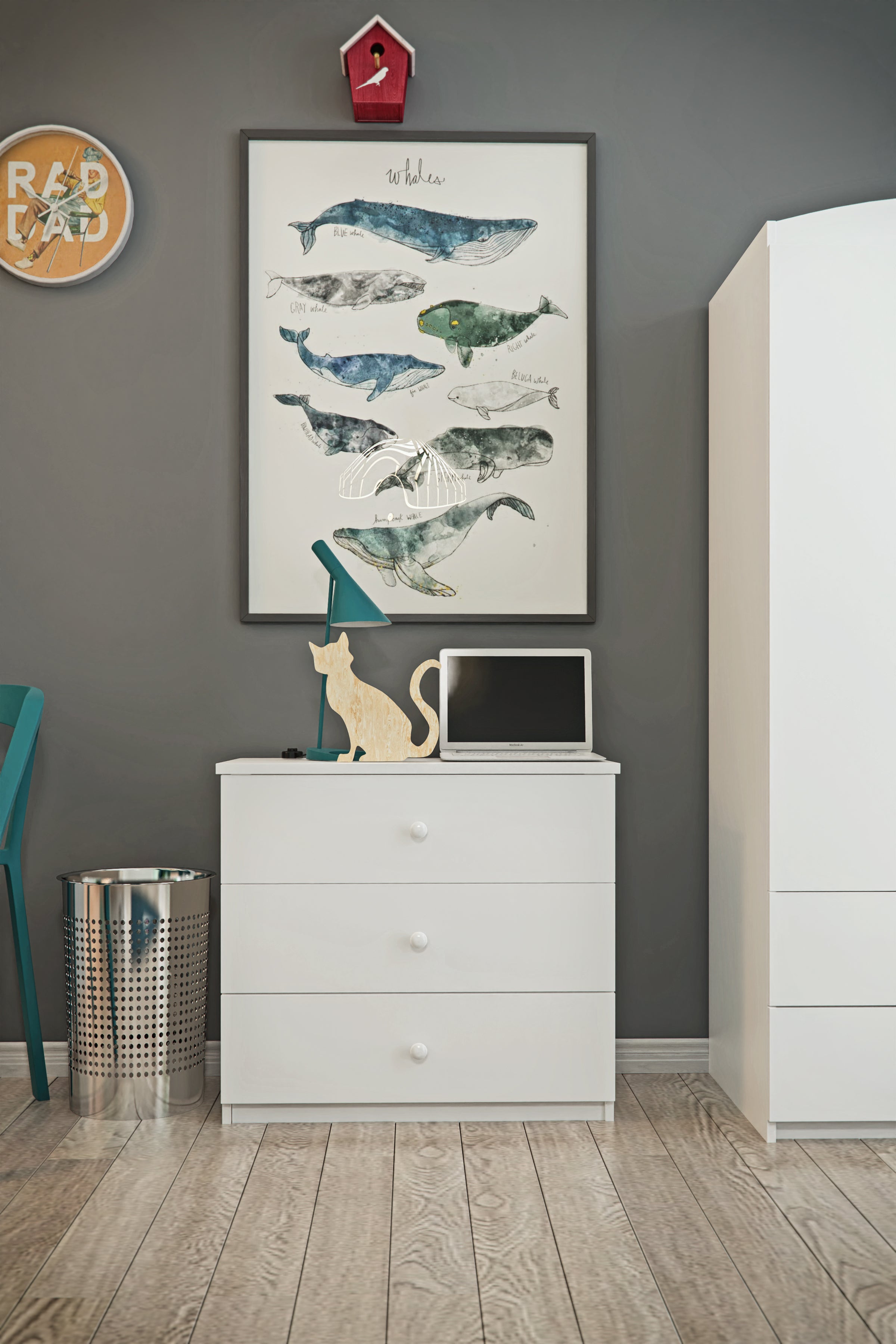 KO500CASS Cassettiera neutra per bambini"baby dreams" in legno 81x81x42