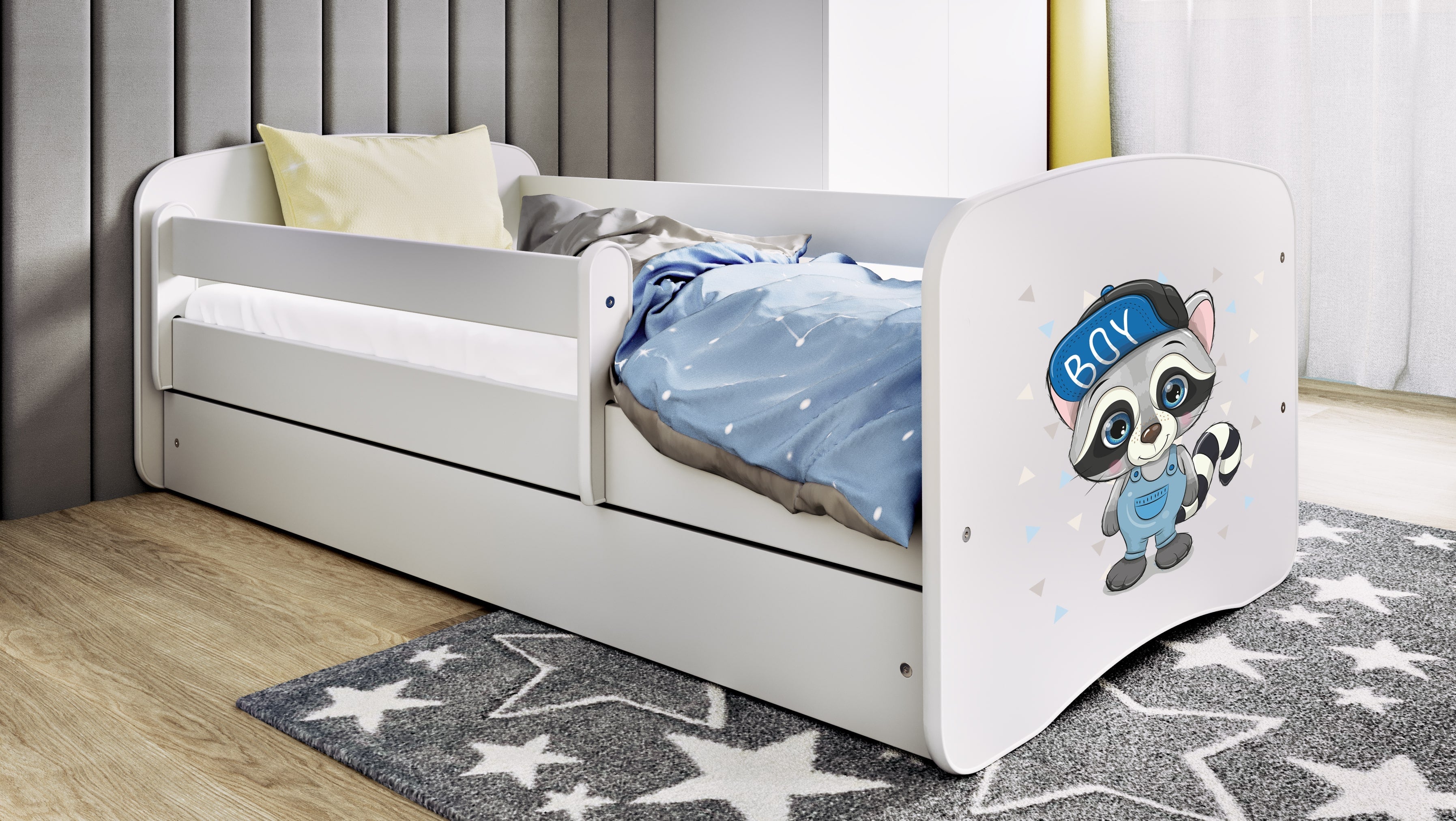 KO500PROC Letto per bambini "baby dreams" procione in legno con cassettone materasso incluso