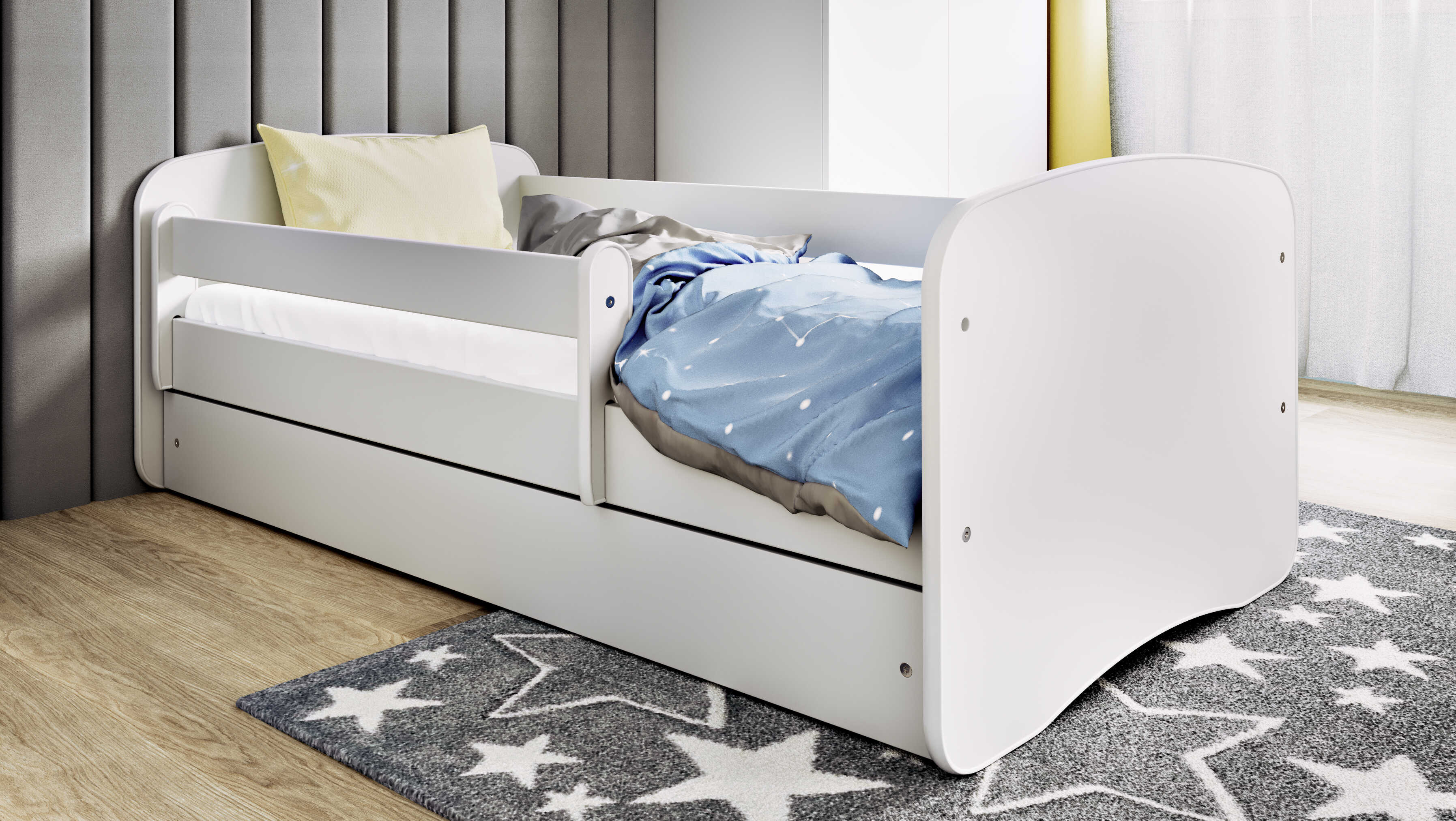 KO500 Letto per bambini neutro "baby dreams" in legno con cassettone materasso incluso