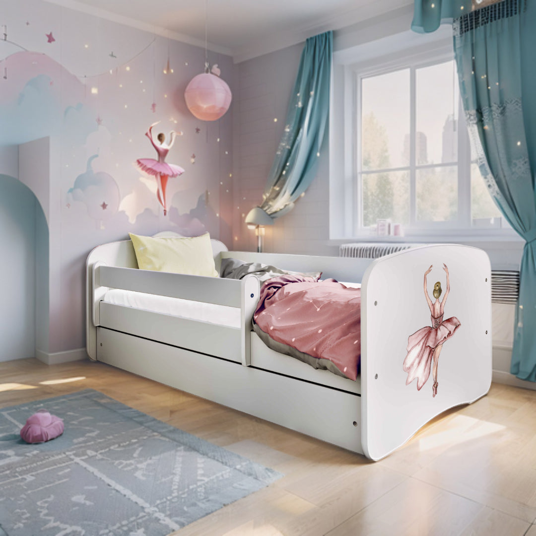 KOBALLET Letto bambina Ballerina, ballet,dancer in legno con cassettone materasso incluso