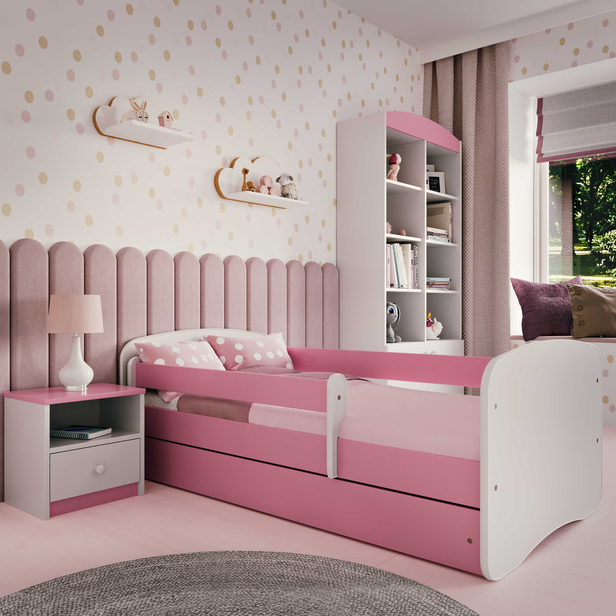 Cameretta Completa Bambini BabyDreams Dreams in Legno 7 Pezzi con Materasso Omaggio | Letto 160x80 o 180x80cm | Bianco Celeste Rosa | Top2Trade | KO500