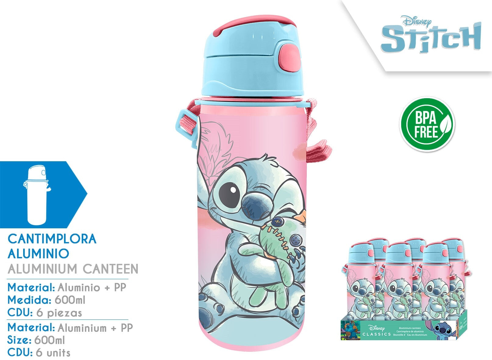 Lilo stitch Borraccia in alluminio 600 ml