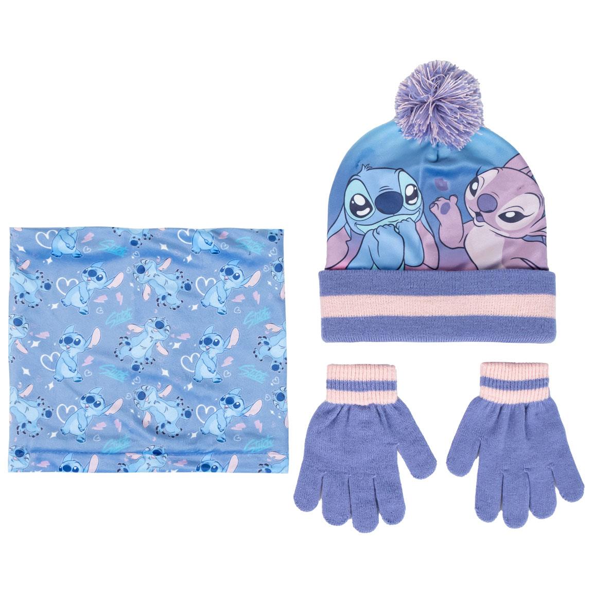 Lilo stitch set 3 pezzi snood stitch cappello guanti scaldacollo