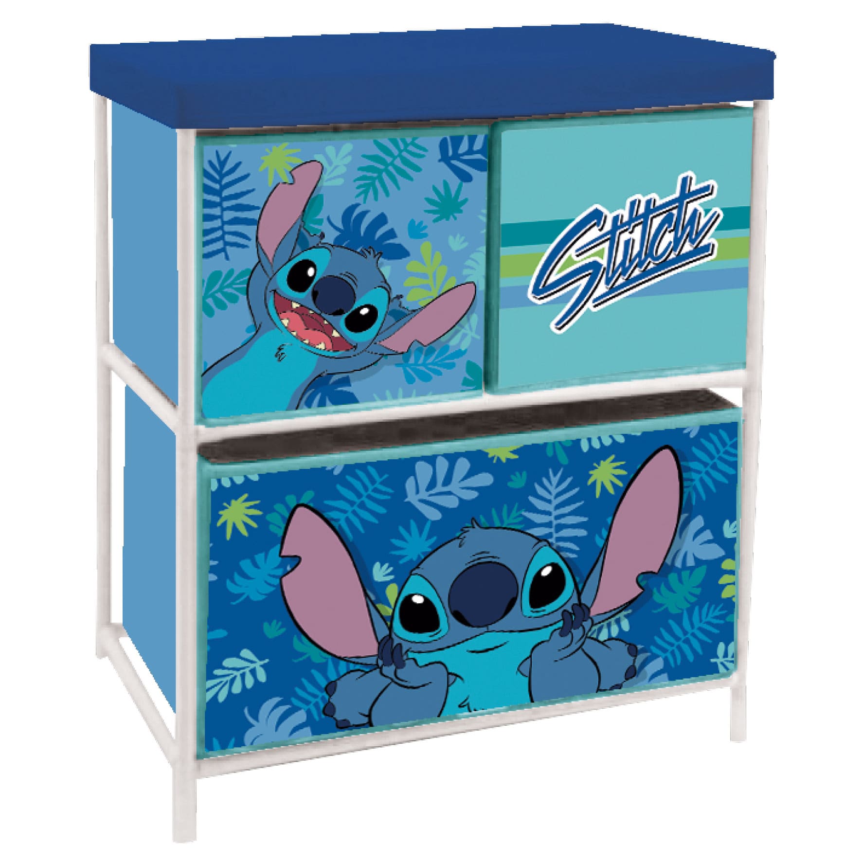 SCAFFALE CON 3 CONTENITORI IN TESSUTO DA 53X30X60CM DI LILO & STITCH