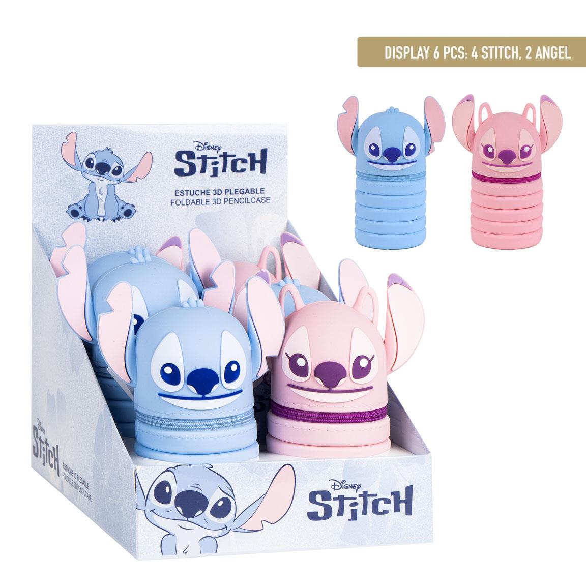Astuccio 3D Allungabile Disney Stitch e Angel, Celeste o Rosa