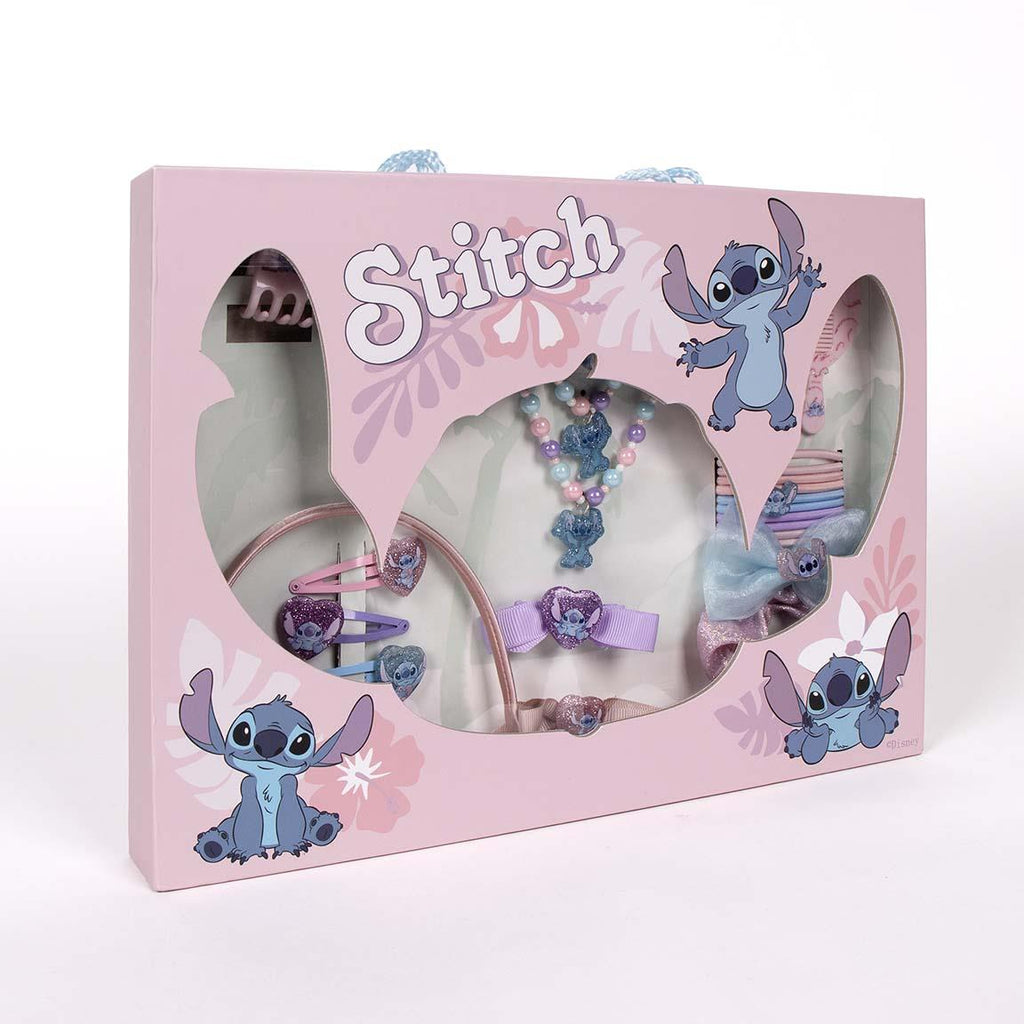 Lilo Stitch, set di bellezza, include 1 elastico in tessuto, 10 elastici, 2 pinzette, 3 forcine, 2 spazzole, 1 fascia, 1 collana, 1 bracciale e 1 anello - multicolore -