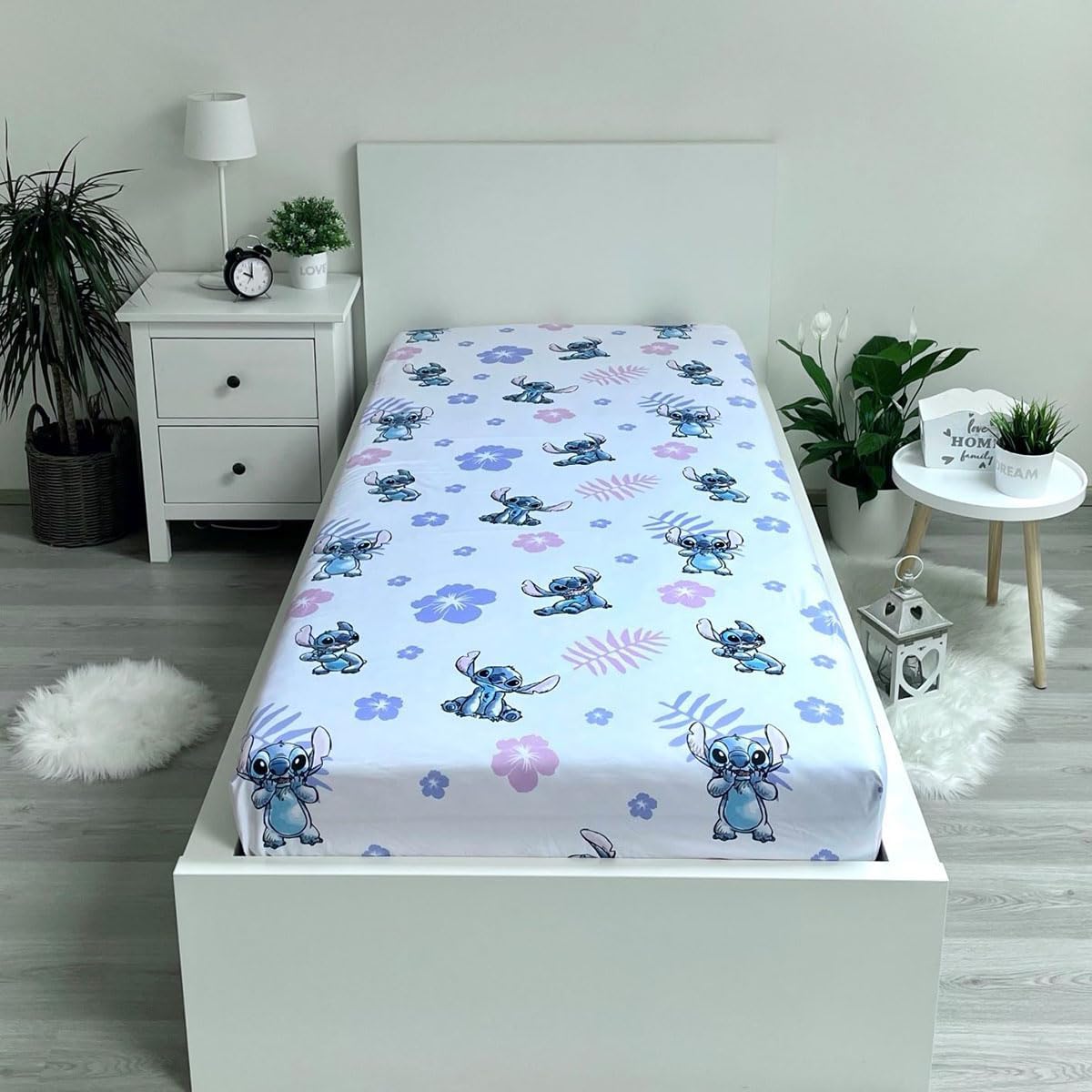 Lilo stitch Set Letto Singolo coprimaterasso elastico con angoli 100% cotone disney lilo stitch