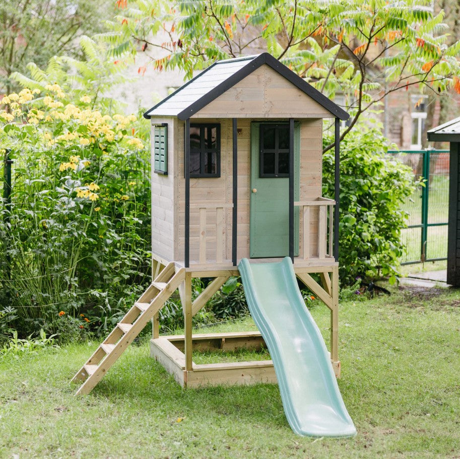 Casetta in legno da Giardino Modulare Summer Adventure House certificata con scivolo e scaletta