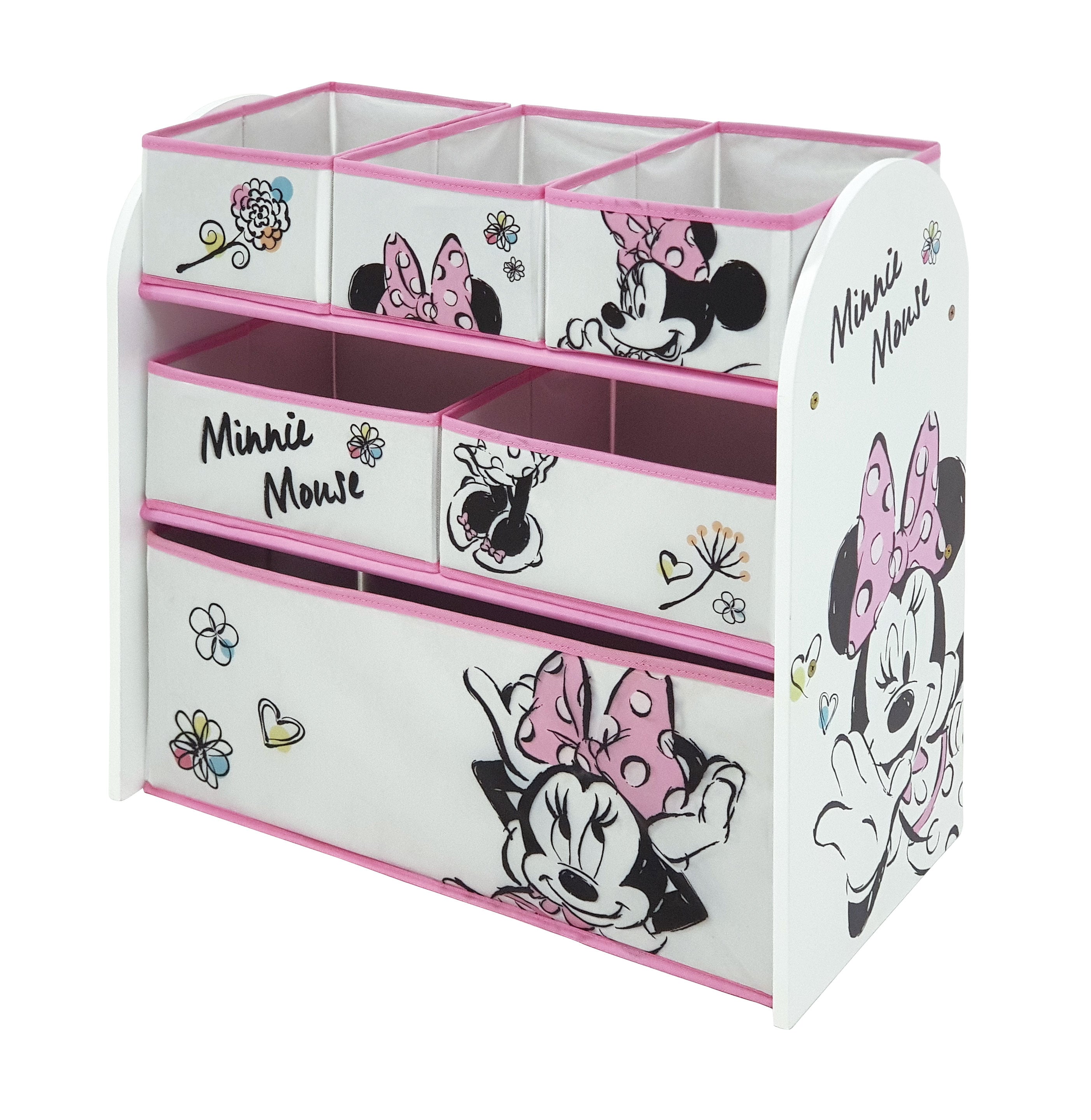 ##MN13677 MOBILE PORTAGIOCHI IN LEGNO CON SEI RIPIANI MINNIE
62x30x60CM