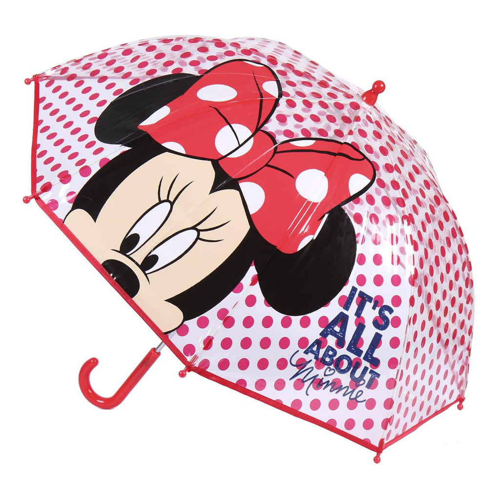 Ombrello Minnie disney 45 cm automatico trasparente rosso pois