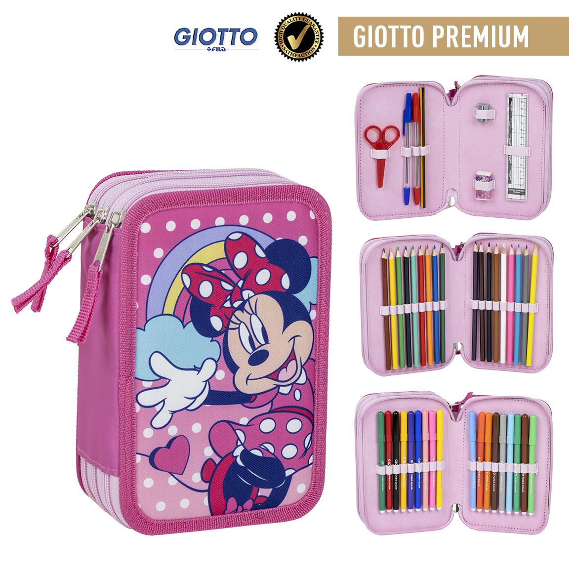 ASTUCCIO 3 ZIP PIENO MINNIE DELUXE QUALITA' OTTIMA CON COLORI GIOTTO