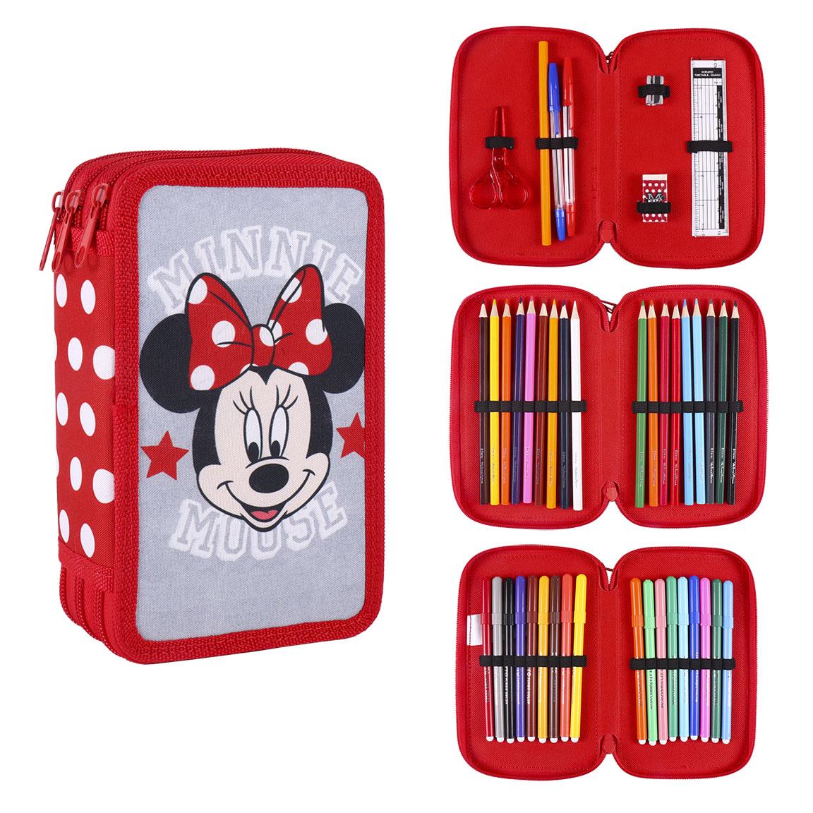 ASTUCCIO 3 ZIP PIENI MINNIE DELUXE QUALITA' OTTIMA CON COLORI GIOTTO
