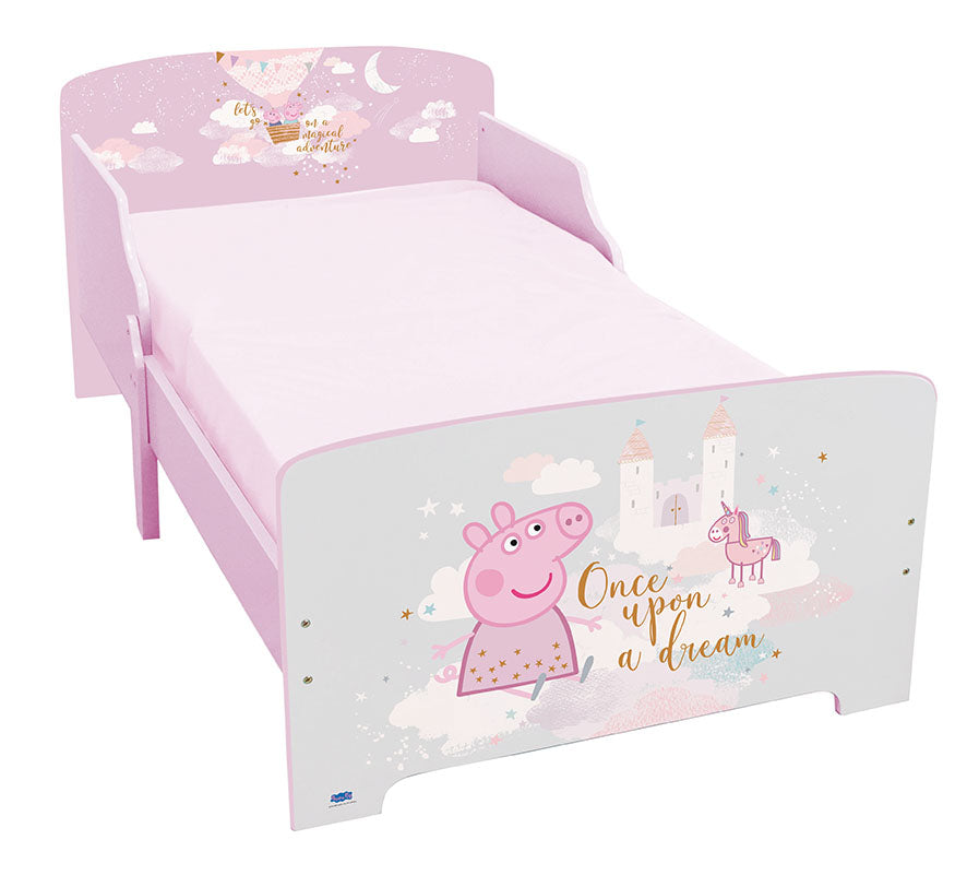 Letto Bambini in Legno Peppa Pig Once Upon a Dream con Doghe e Sponde 140x70cm | Prodotto Ufficiale | Top2Trade | PEPPA713496