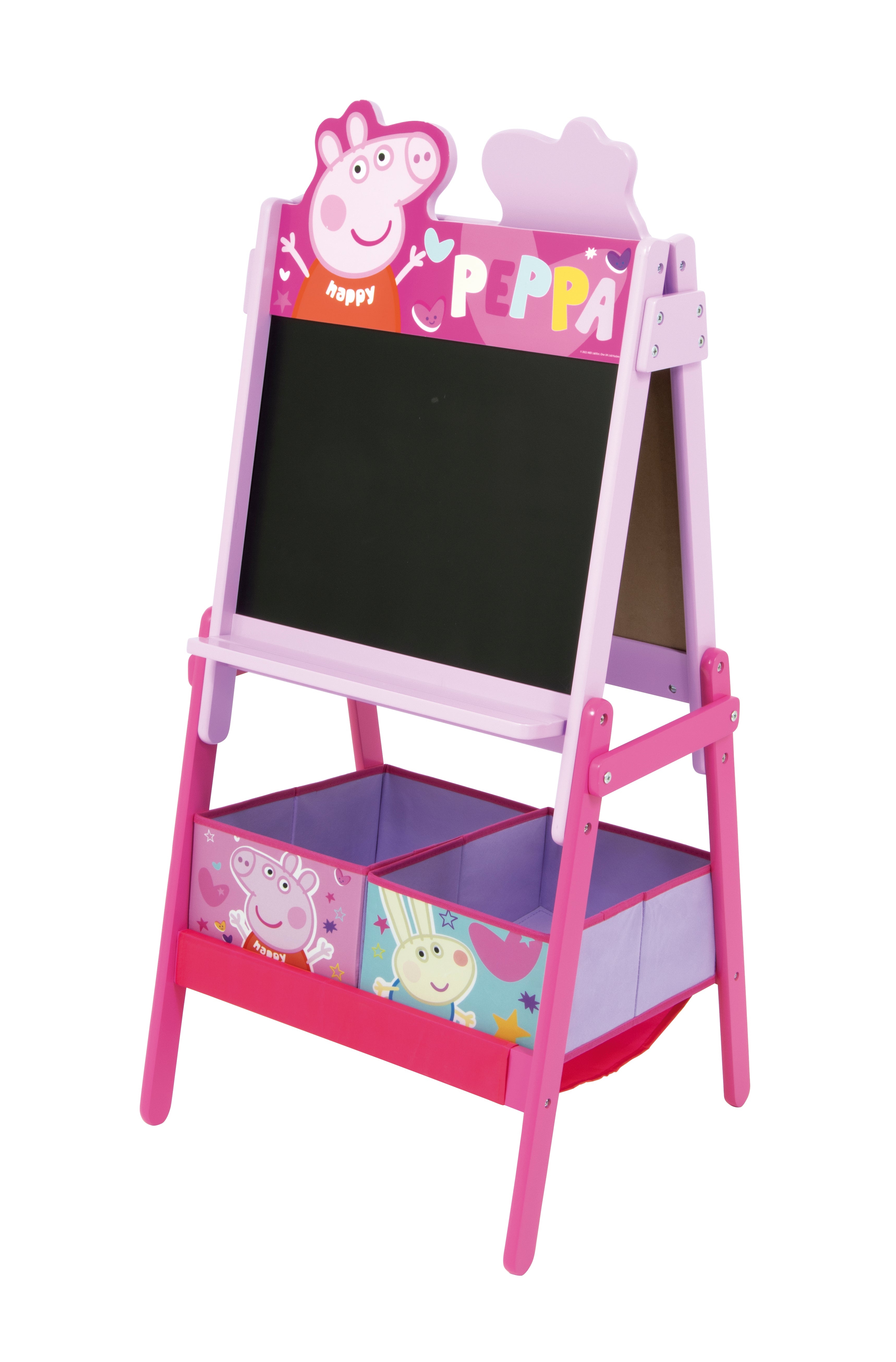 PIG14444 LAVAGNA DOPPIA PEPPA PIG 64X45X117CM CON CASSETTONI CONTENITORI IN TESSUTO