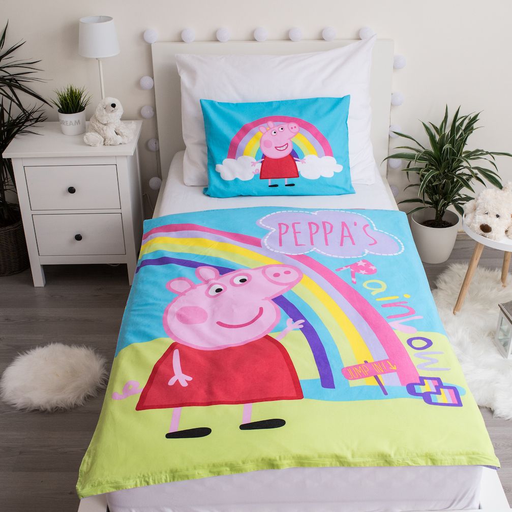 Peppa pig Set Letto Singolo Copripiumino Federa 100% cotone peppa pig 100 x 135 cm + 40 x 60 cm