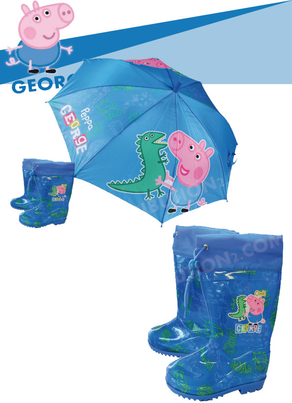 PIGGE2504-180 SET ANTIPIOGGIA GEORGE PEPPA PIG STIVALETTI + OMBRELLO