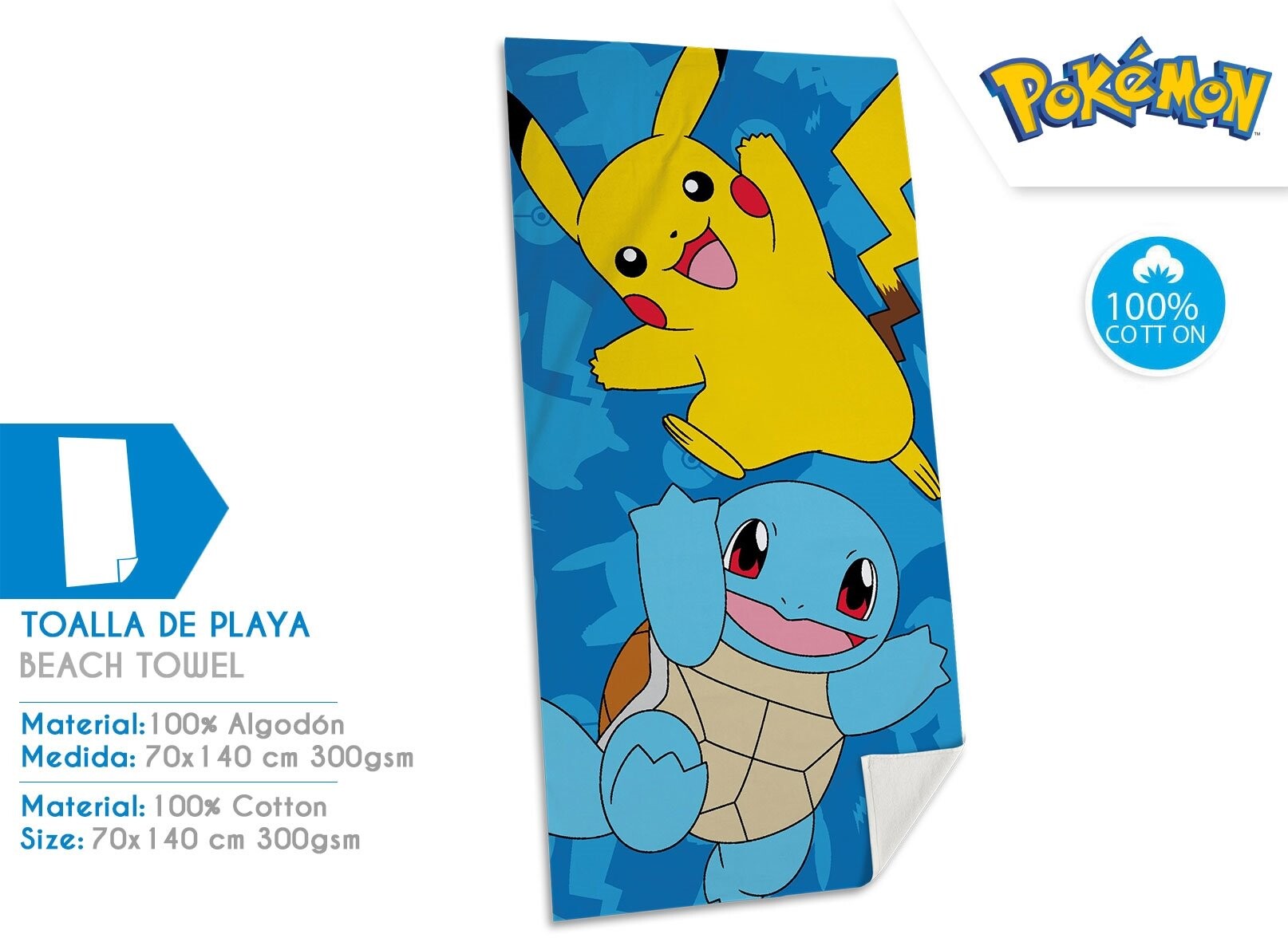 Pokemon telo mare 70 x140 cm cotone 100%