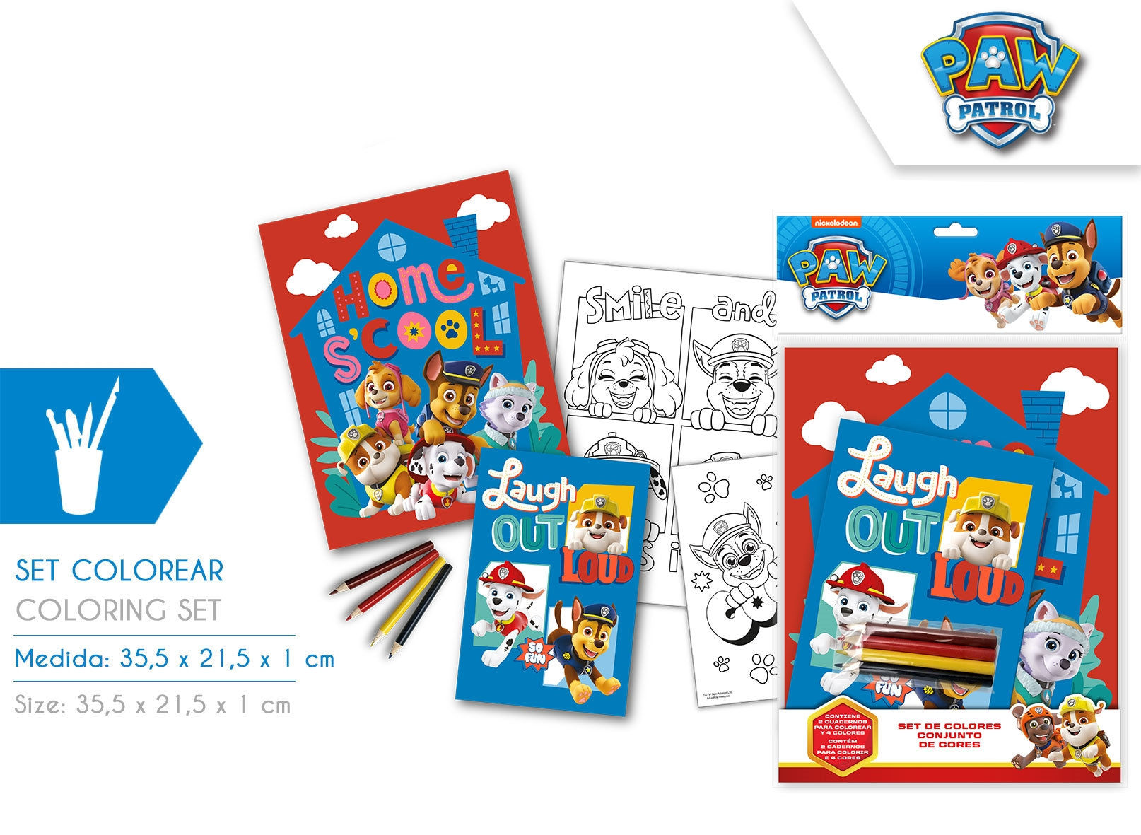 PW19752 Paw patrol set da colorare con matite colorate