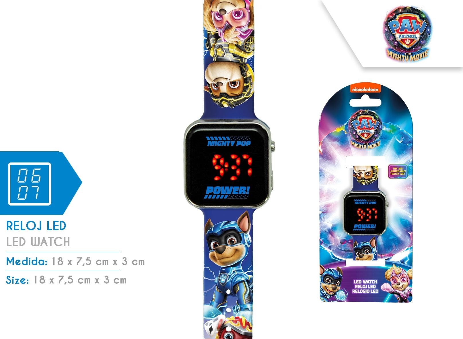Paw patrol Orologio led digitale bambino 18x8x3 cm