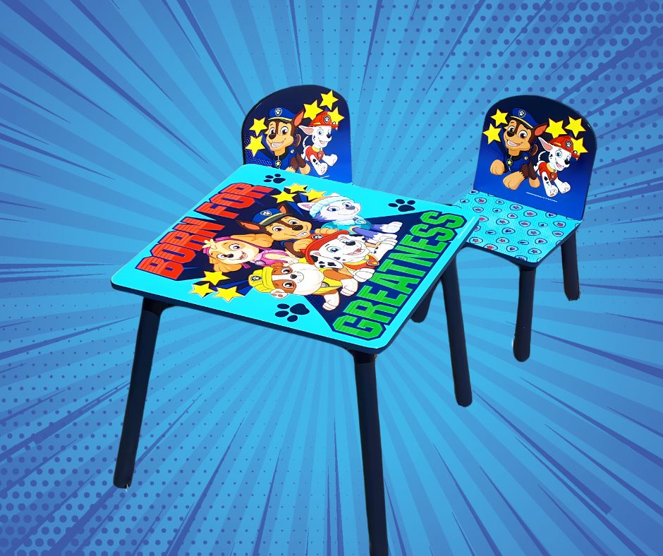 Paw patrol tavolo con 2 sedie friends in legno