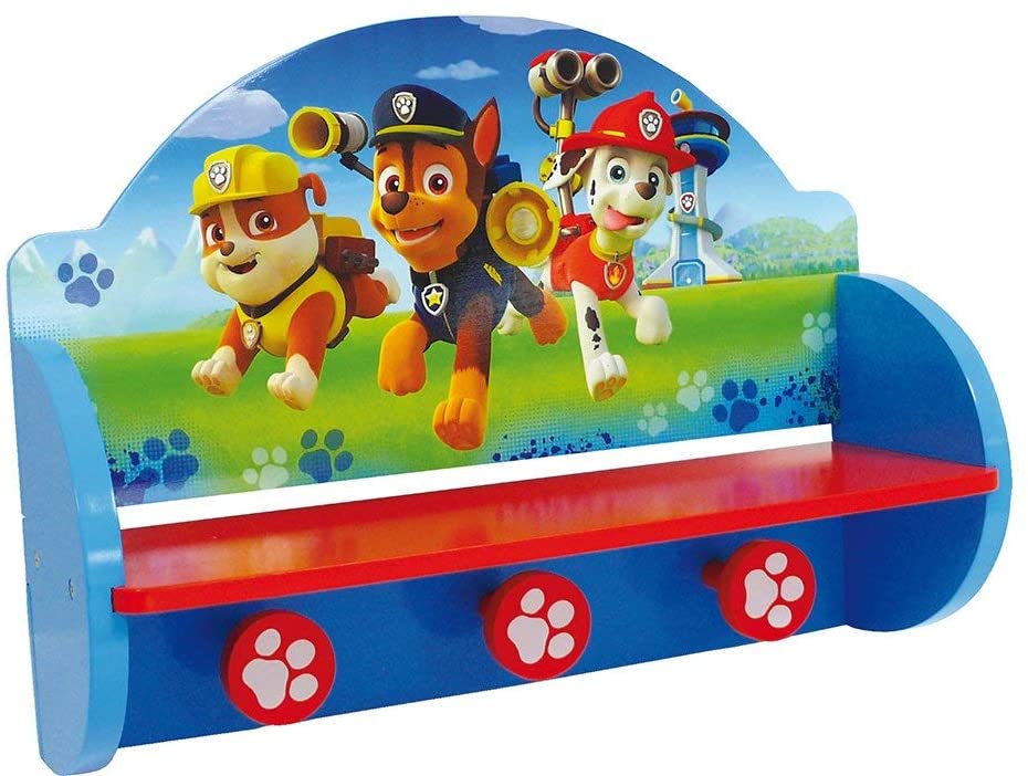 PW712601 Paw Patrol - Mensola attaccapanni in Legno MDF, Blu, 46 x 33 x 15 cm