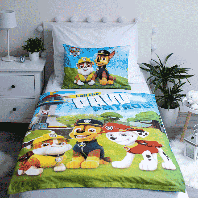 Paw patrol Set Letto Singolo Copripiumino Federa 100% cotone paw patrol cotone 100 x 135 cm + 40 x 60 cm
