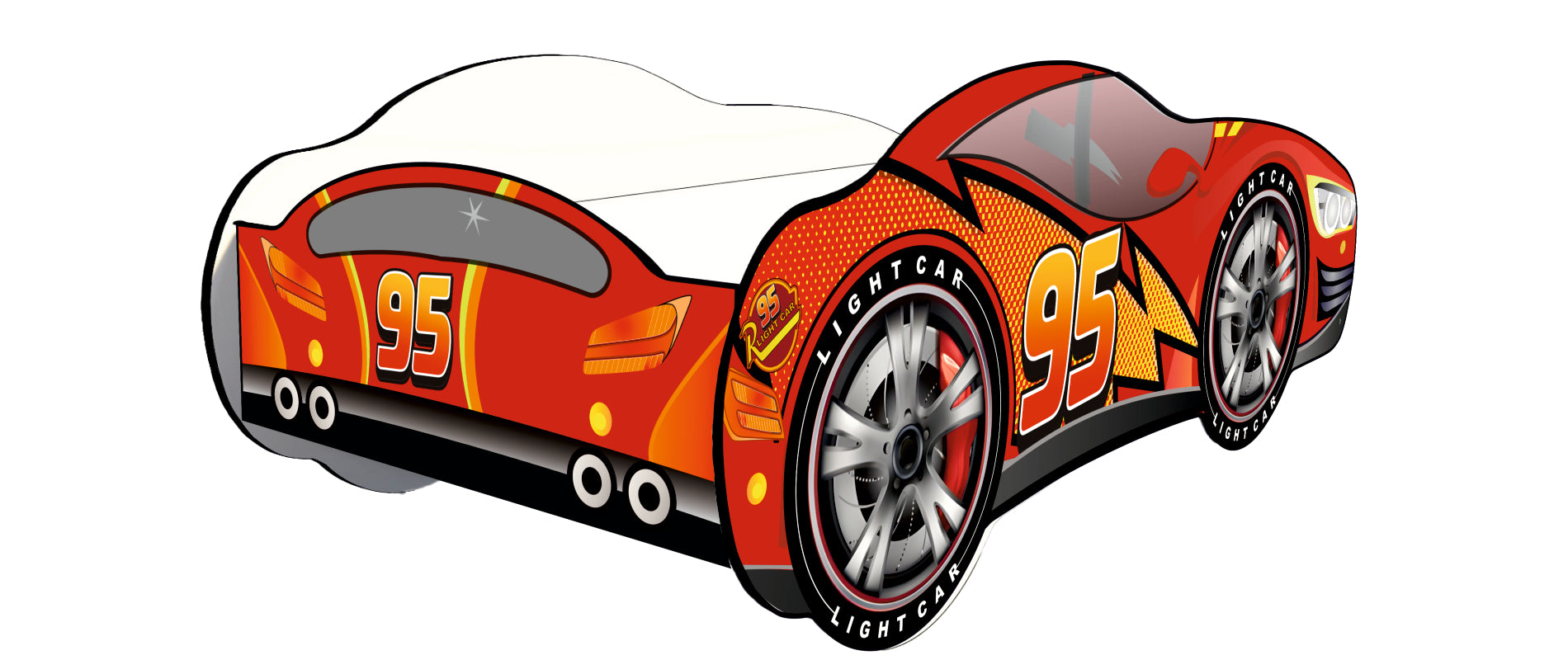 Letto Bambini Cars 180x80 con Luci LED e Materasso - Lettino a Forma di Macchina