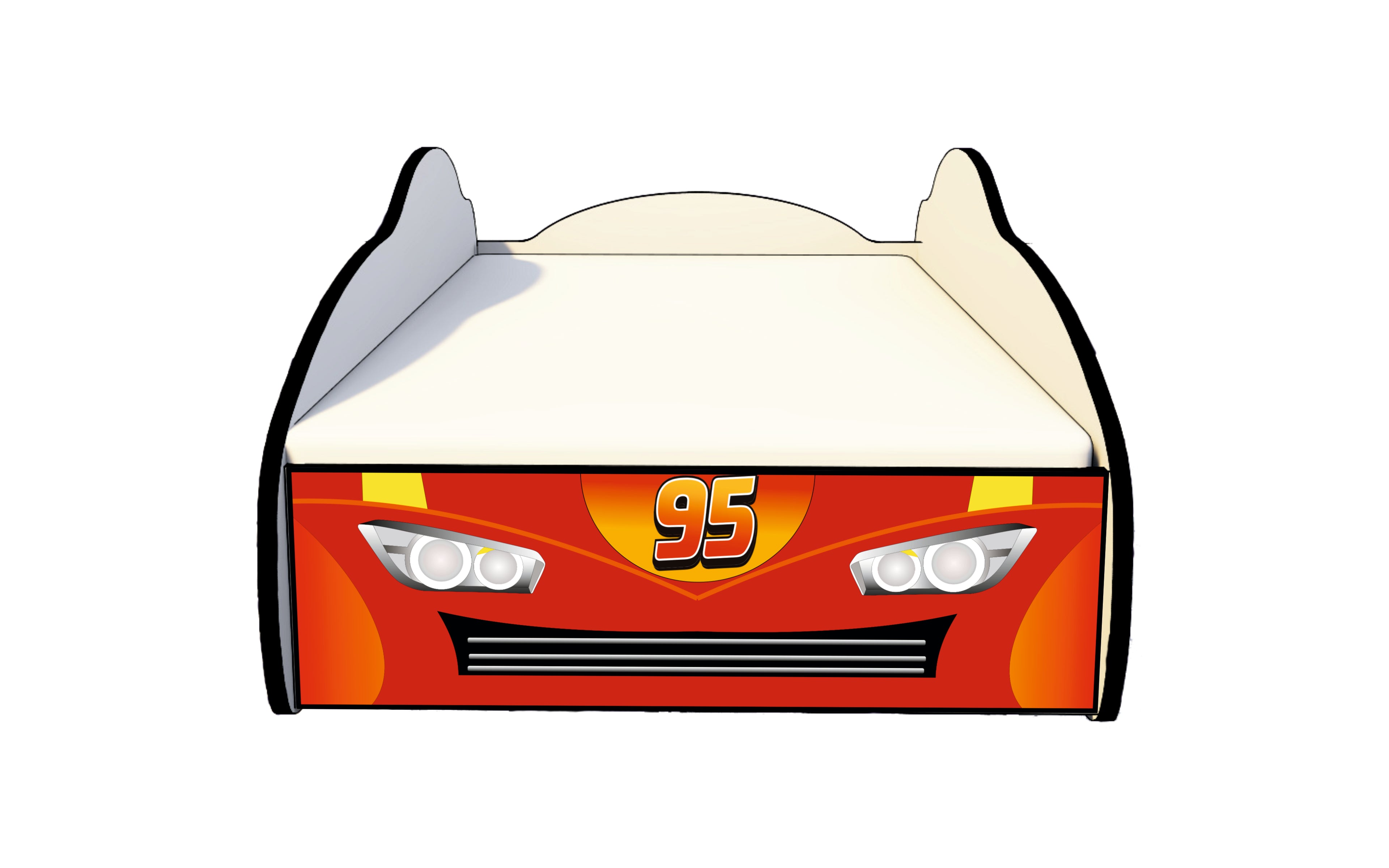 Letto Bambini Cars 180x80 con Luci LED e Materasso - Lettino a Forma di Macchina