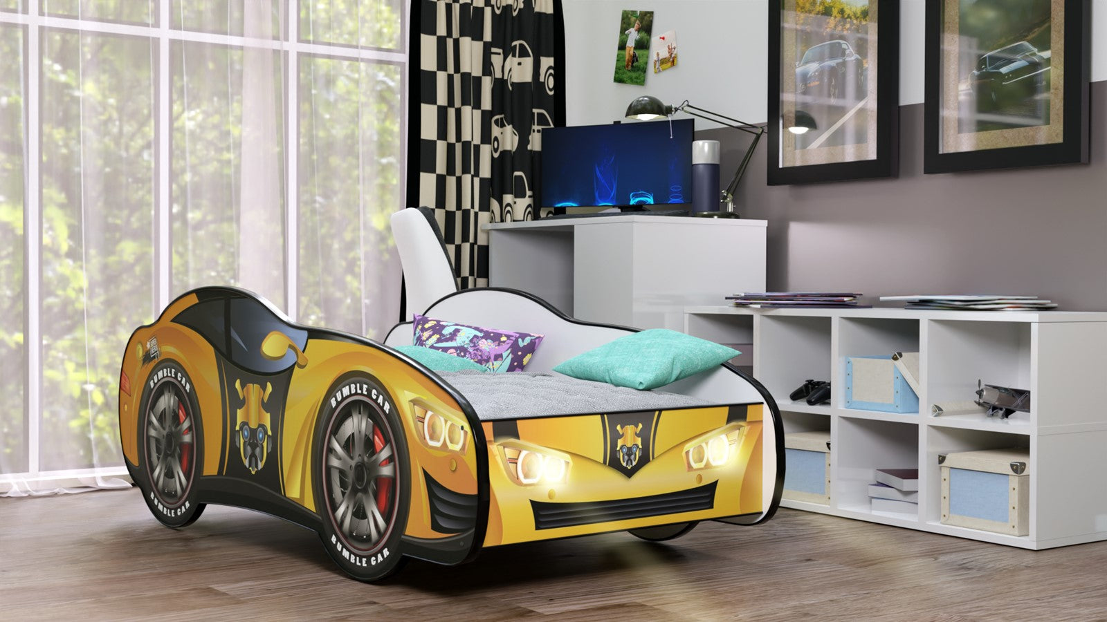 Letto Macchina Robot Transformer 160x80 con Luci LED e Materasso - Cod. TPTRANGLLED160