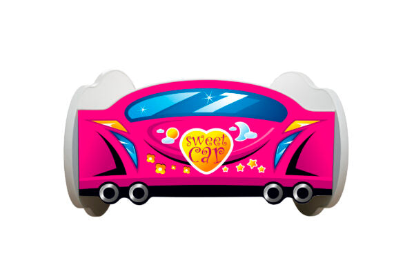 Letto Bambini 160x80 Macchina Love Rosa con Luci LED Materasso e Doghe Inclusi