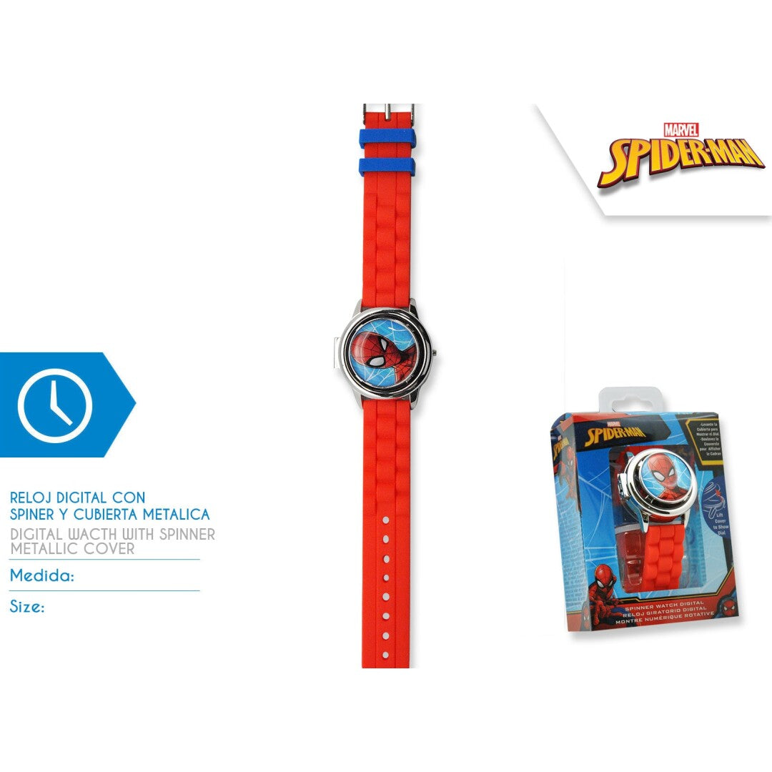 SP15763 Orologio digitale spiderman Con coperchio spinner in metallo