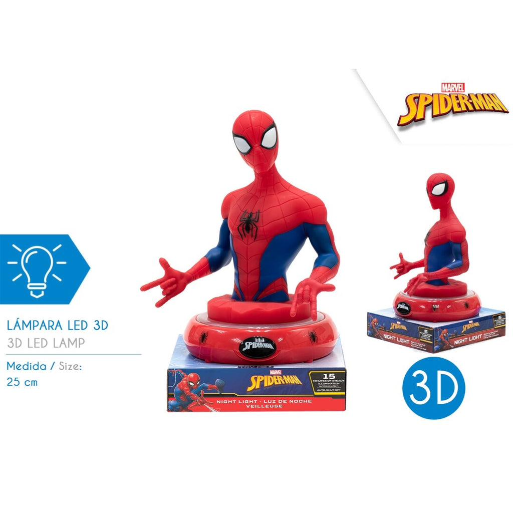 Lampada 3D LED Spiderman 25cm - Luce Notturna Cameretta