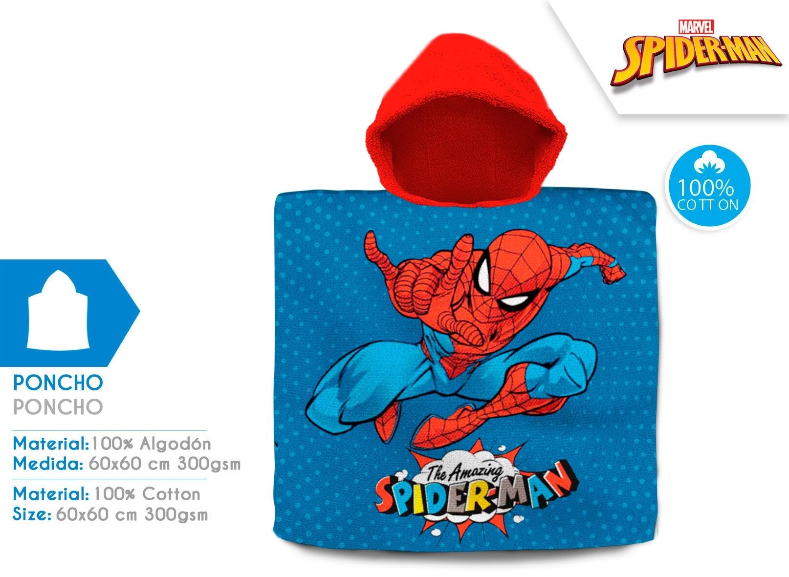 Spiderman poncho mare 60 x120 cm cotone 100%
