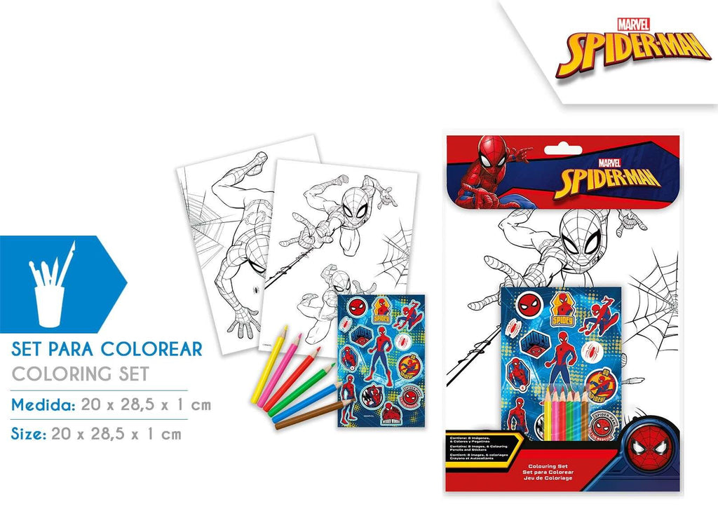 SP50019 Spiderman Set da Colorare con Sticker e Matite - Kit Super Completo