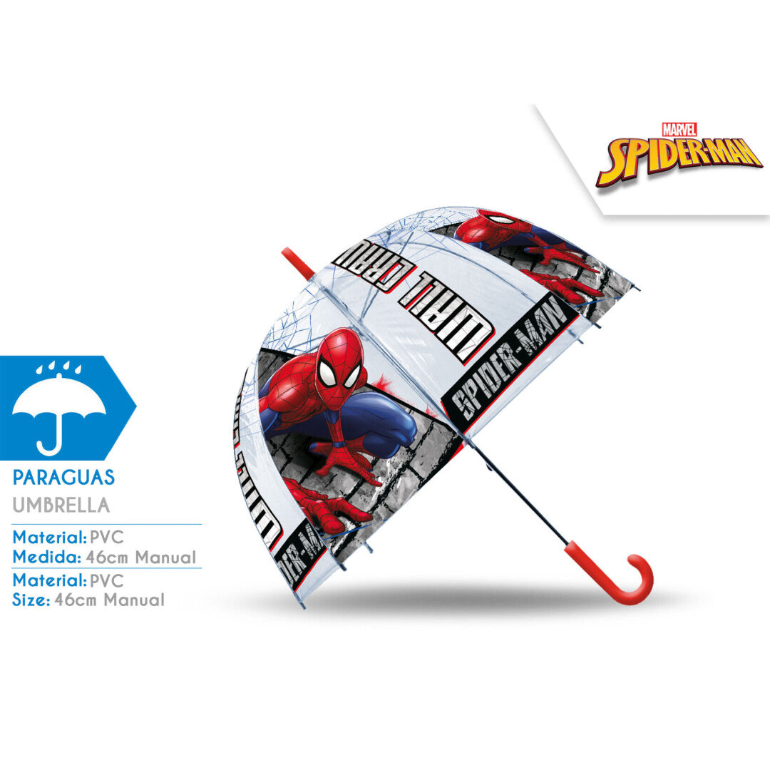 Ombrello Spiderman 46cm deluxe trasparente Manuale a campana