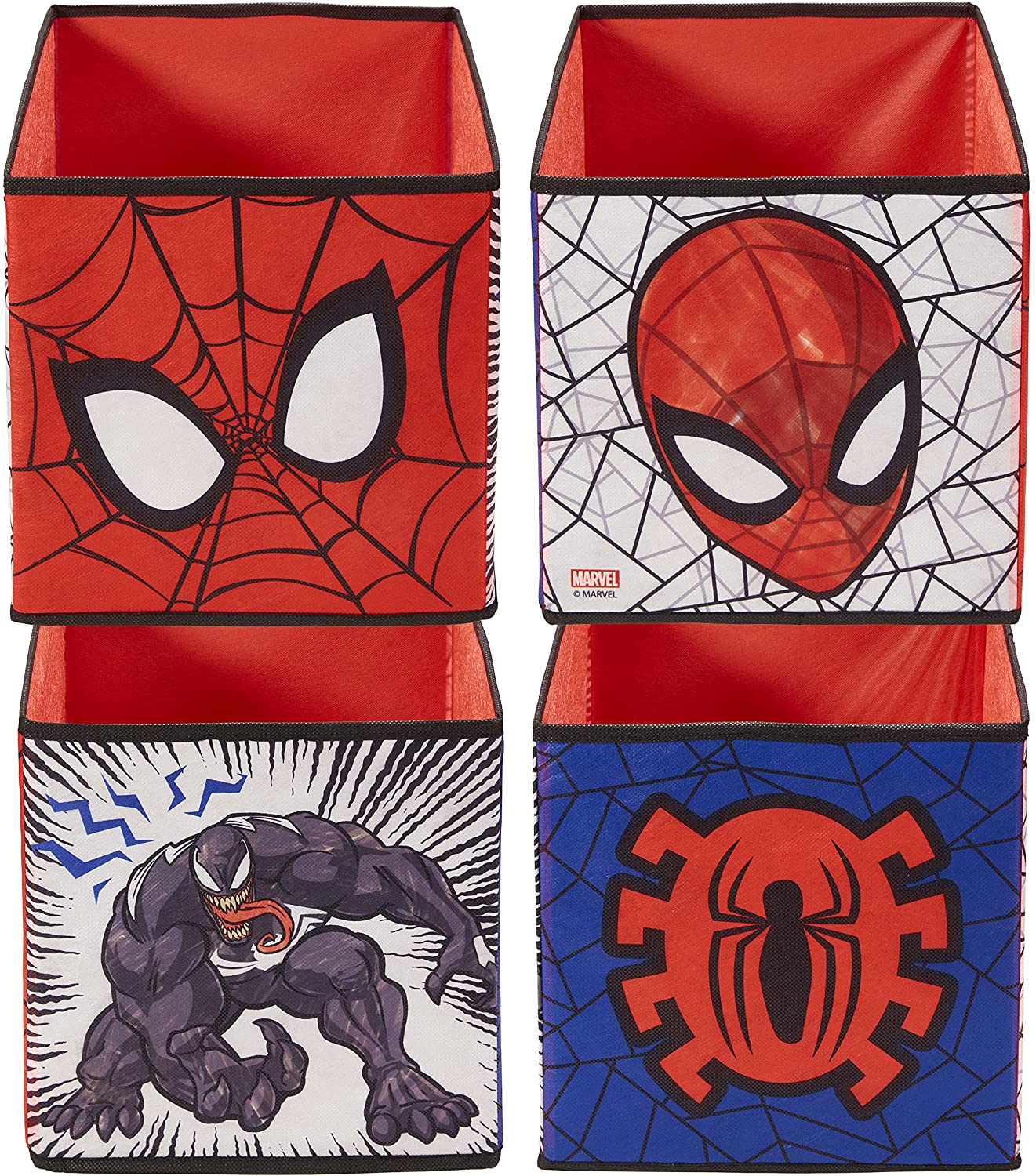 SP90857 Spiderman 4 contenitori a cubo per i giocattoli dei bambini 28x28 cm