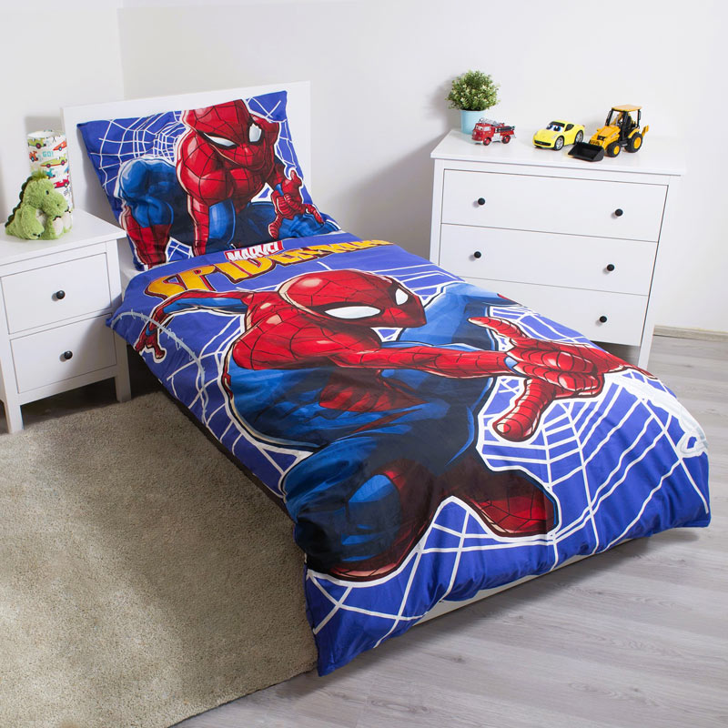Set Letto Singolo Spiderman Glowing Effect - Copripiumino e Federa 100% Cotone