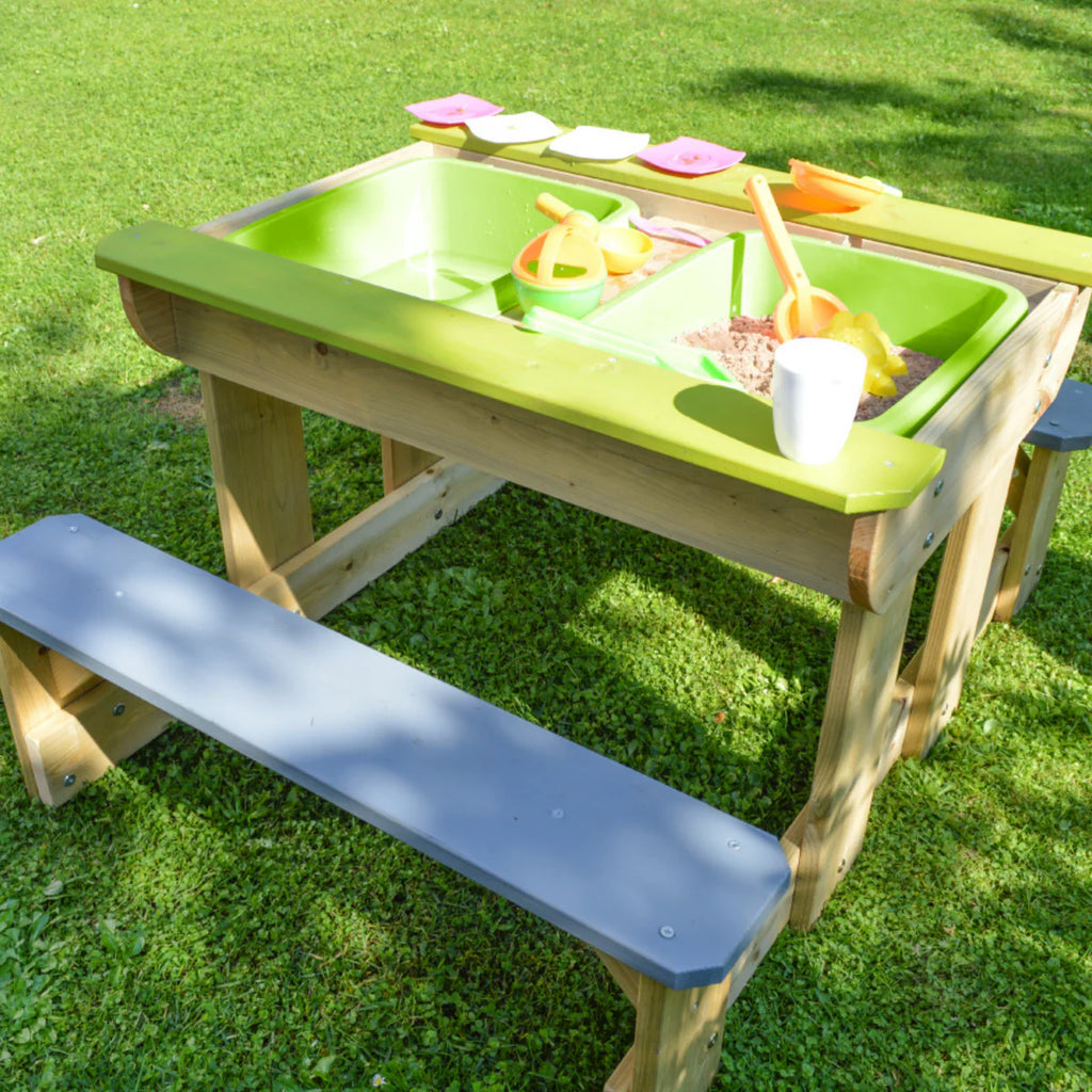 Tavolo Picnic Deluxe T2 3 in 1 con Sabbiera, Acqua e Panche - Tavolo da Gioco per Bambini