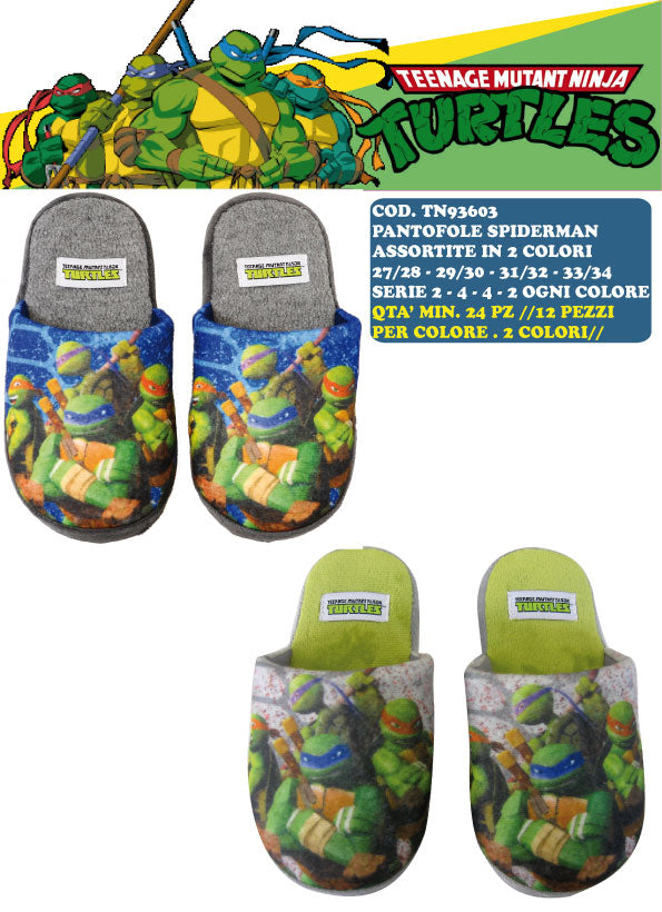 TN93603 PANTOFOLE NINJA TURTLES TAGLIE DAL 27 AL 34