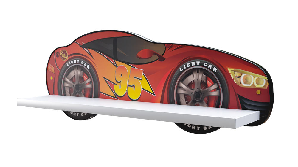 Mensola Cars Saetta McQueen in Legno 65,5x24,5x13,5cm - TPCARMENS