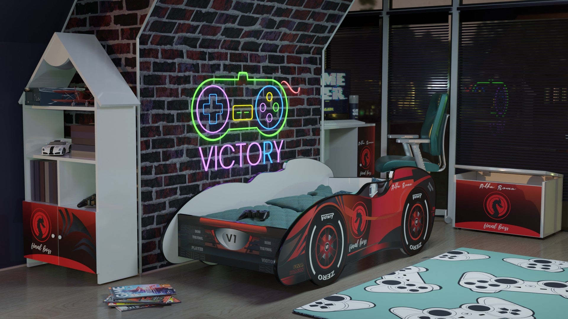 Letto 160x80 a forma di macchina F1 Victory final boss