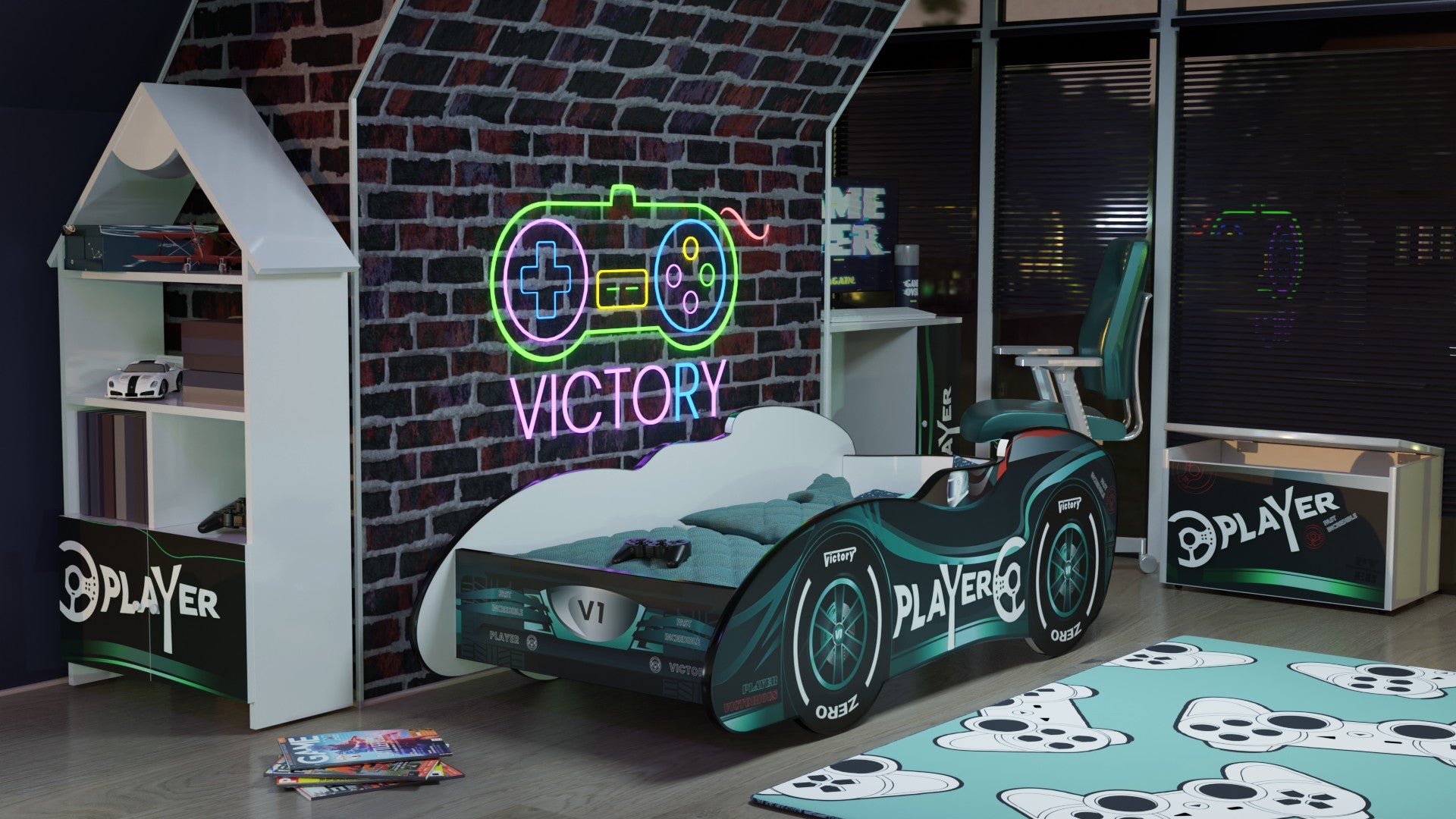 Letto 160x80 a forma di macchina F1 Victory Player