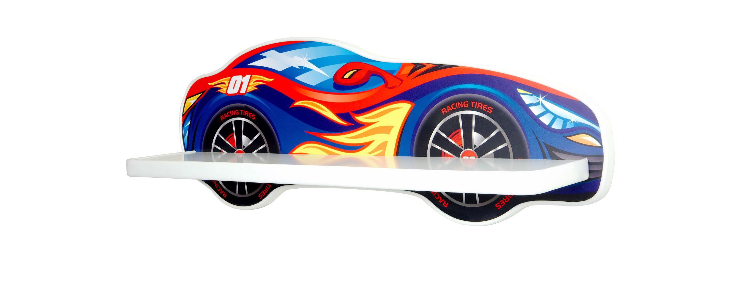 TPR01MENS Mensola a forma di macchina Hotrace in legno 65,5 x 24,5 x 13,5 cm