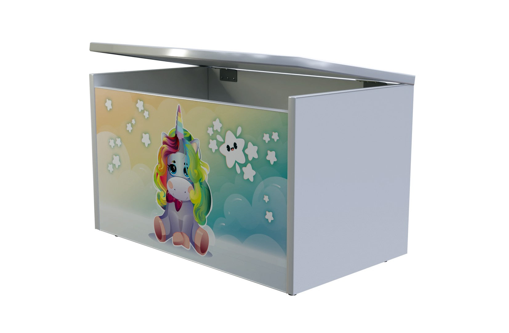 TPUNICORNBOX Toybox portagiochi Unicorno  con maniglia di sicurezza 71 x 41 x 45 cm