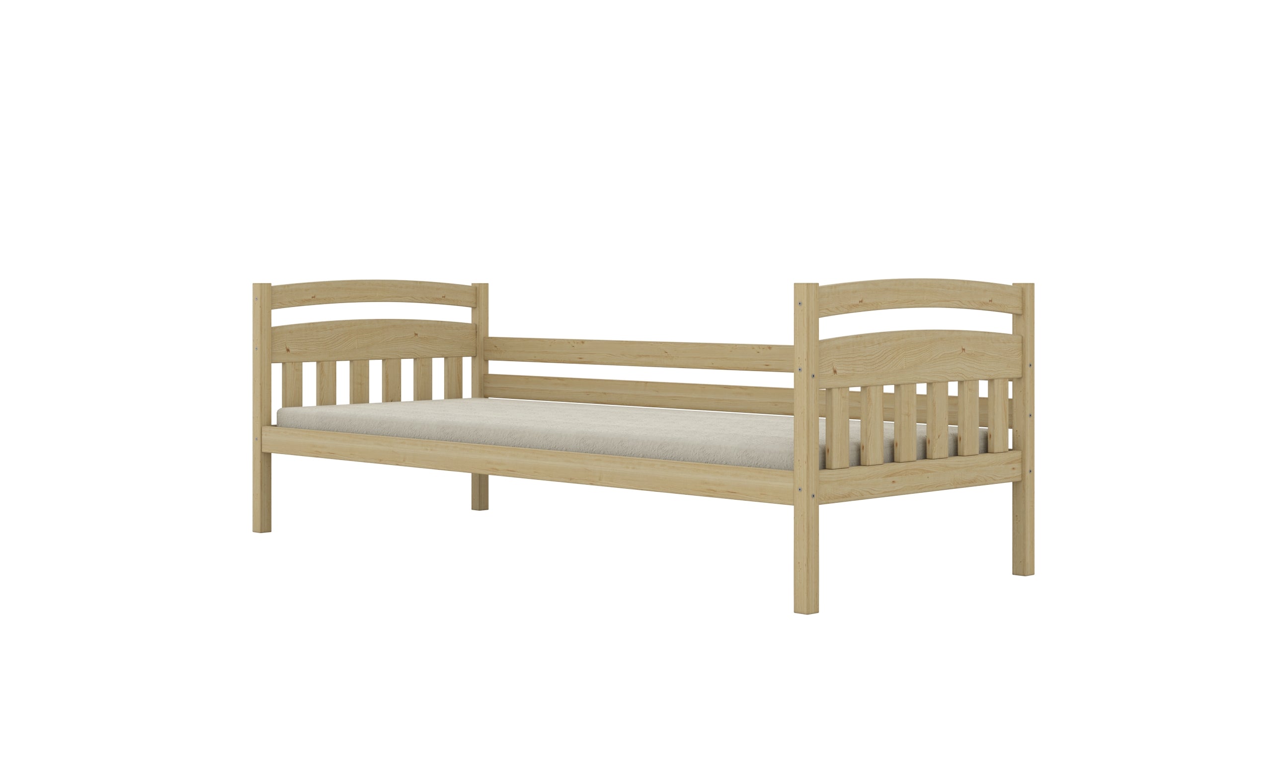 Bed Tosia natural painted with safety rail with drawers with a latex mattress 160x80