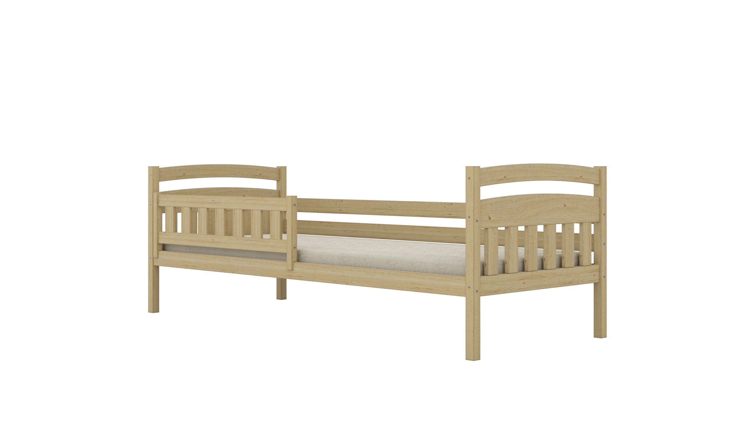 Bed Tosia natural painted with safety rail with drawers with a latex mattress 160x80